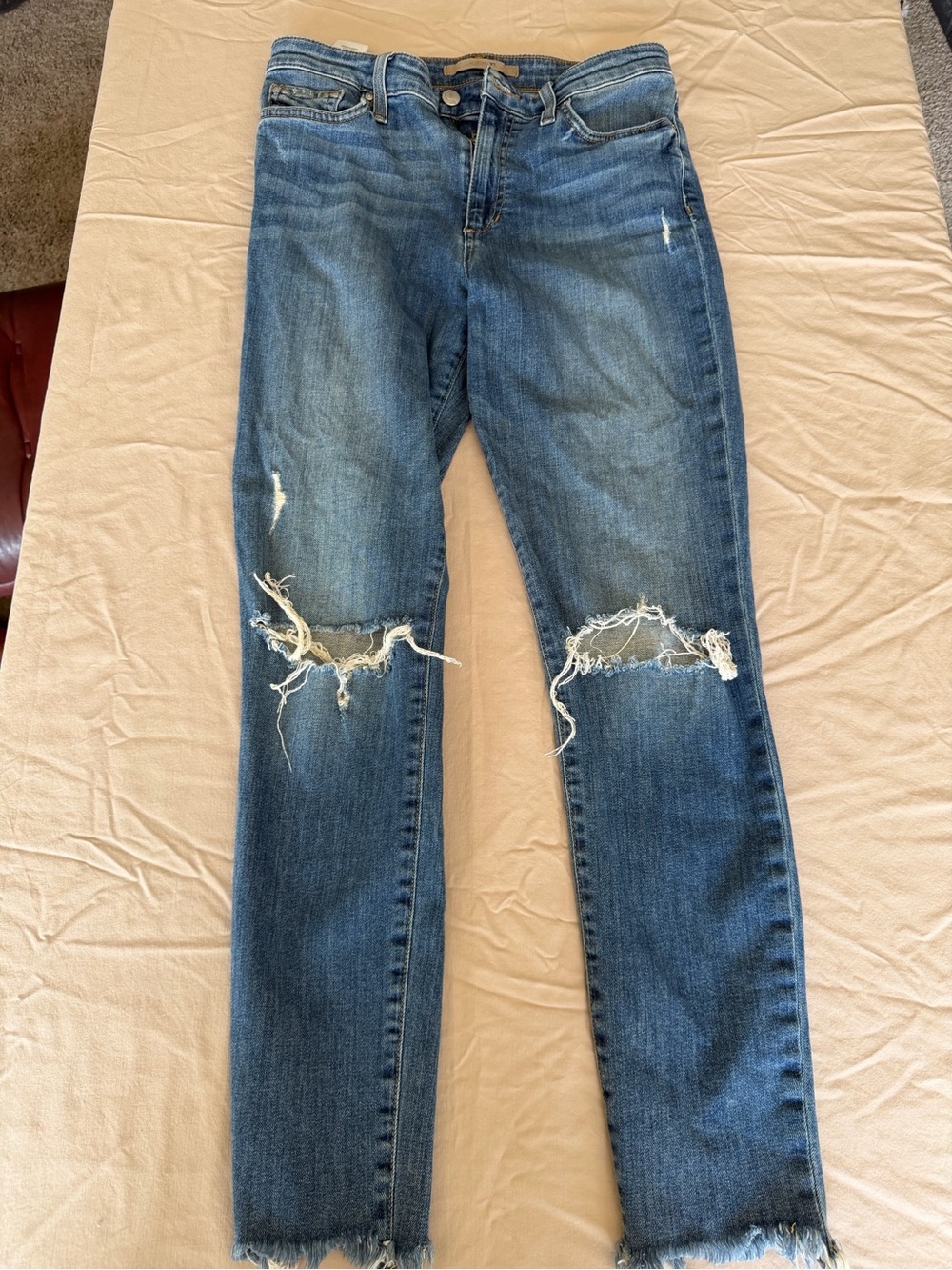 Joe’s Jeans High Rise Skinny Ankle Women’s 28 Distressed Raw Hem Denim